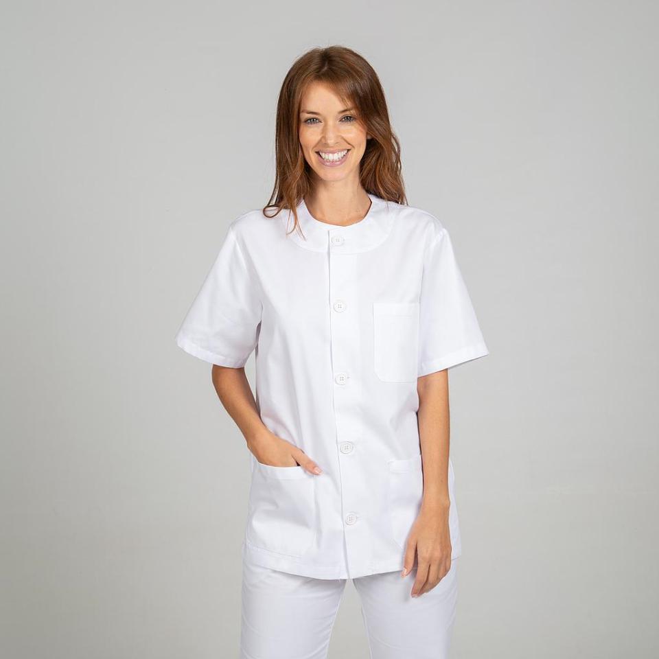 BLUSA SANITARIO UNISEX ABOTONADA SARGA BLANCA